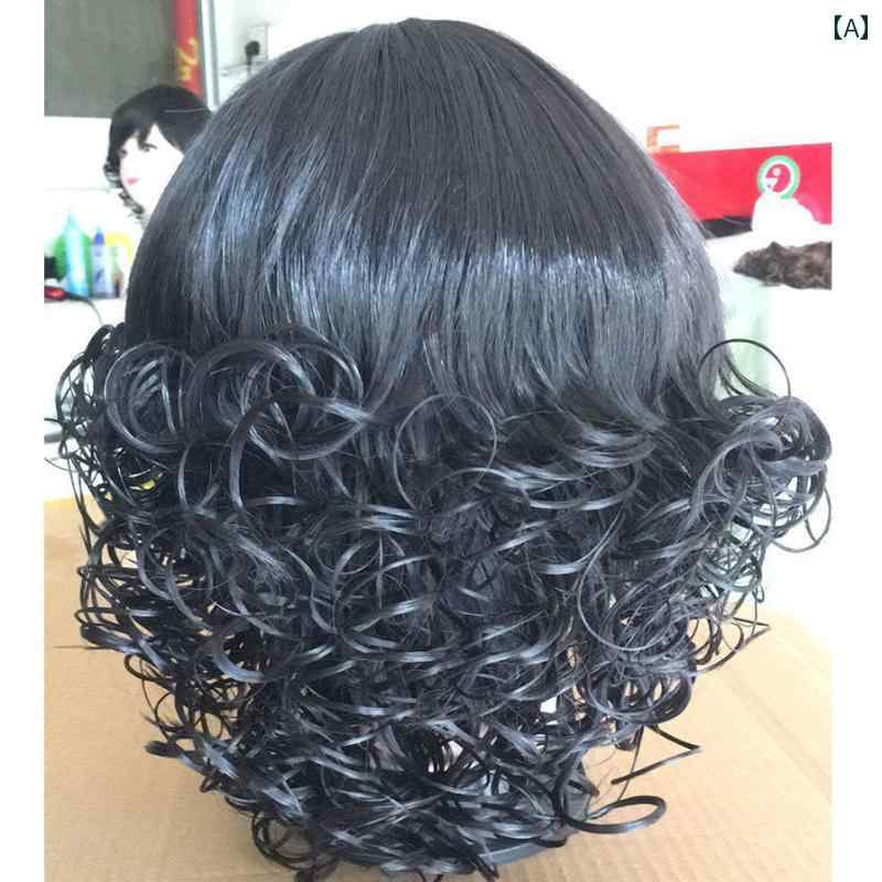 女性用 かつら 女性用 ウィッグ ファッション ミディアム 丈 ショート カール ママ向け ふわふわ ナチュラル 本 毛 中年 女性 セット