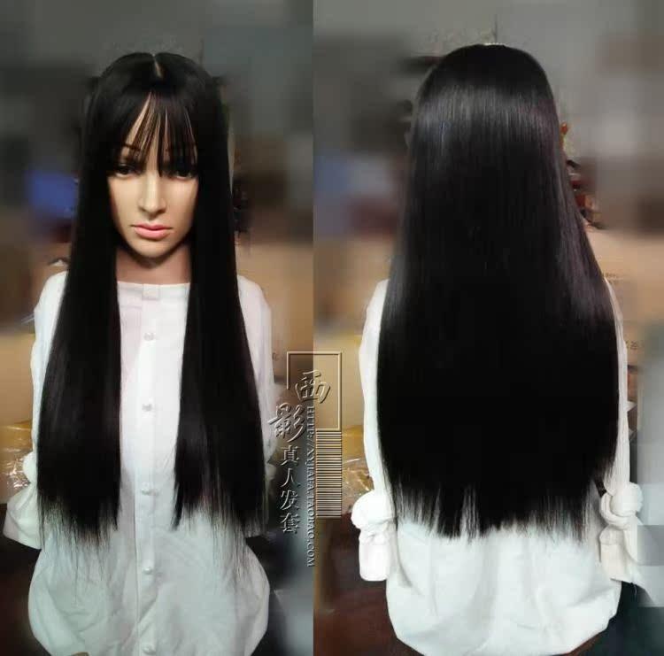 女性用 かつら エア バングス レディース ロング ストレート ヘア リアル ヘアウィッグ フル ヘッド ピ..