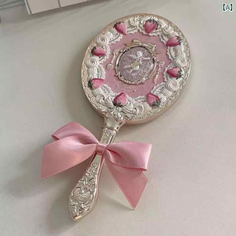 手鏡 コンパクト Huazhixiao ストロベリー キューピッド シリーズ 手持ち ミラー