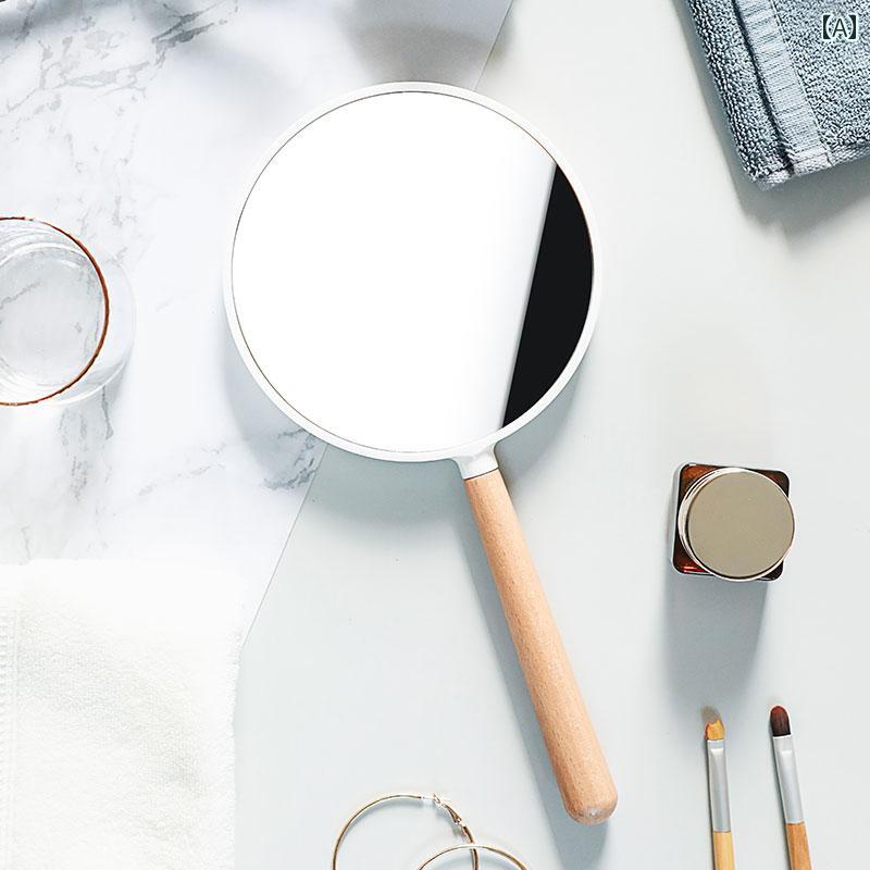 手鏡 コンパクト ハンドル 付き 化粧 鏡 手持ち 式 美容 室用 両面 ミラー ポータブル タトゥー 用品 ツール