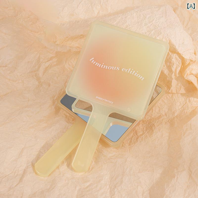 手鏡 コンパクト Pappy Liuguang ハンドヘルド ミラー 化粧 鏡 ポータブル ガール メイク ハンドル 学生 デスク トップ ドレッシング