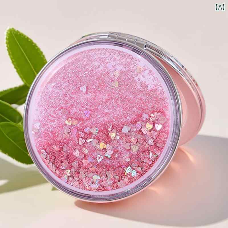 手鏡 コンパクト 2025 学生用 クイックサンド 両面 拡大 鏡 かわいい 手持ち 小型 ポータブル フリップ..