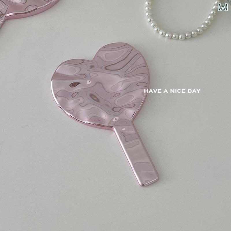 手鏡 コンパクト スタイル レトロ ハンドヘルド メイクアップミラー 高級 メイクアップ ハンドル ミラー 女性 ポータブル ライト 小型