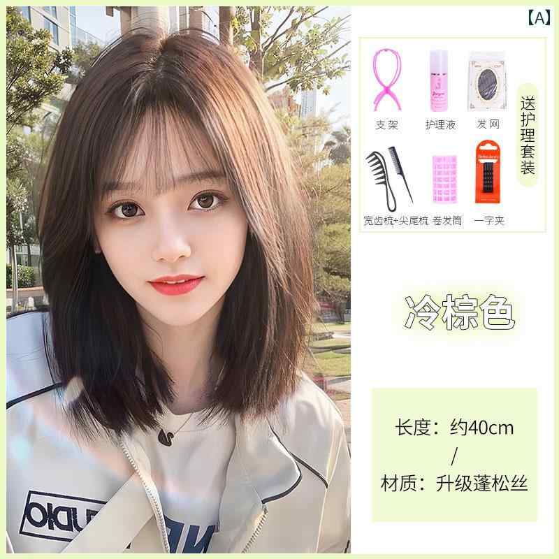 女性用 かつら 女性用 ウィッグ ロング ナチュラル フル ヘッド シミュレーション ヘア 人 毛 鎖骨 ショート ヘアウィッグ