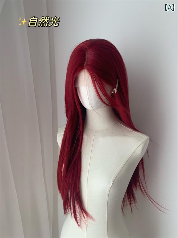 女性用 かつら シナ バー モール アクアマン レッド ウィッグ 女性用 フル ヘッド ピース 額 レース ミ..