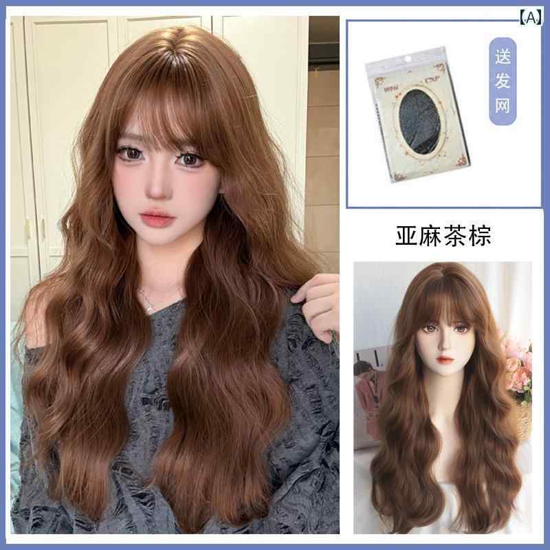 女性用 かつら ウィッグ 女性 ロング 巻き 毛 エッグロール ヘッド トロイの 木馬 ロール エア バン ナ..