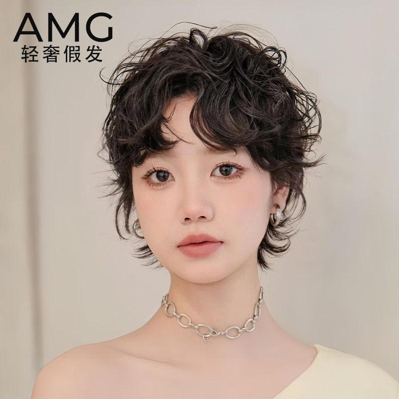 女性用 かつら 女性用 ウィッグ ショート ヘア フル ヘッド セット 人 毛 軽く パーマ 夏用 薄型 カール ナチュラルウィッグ