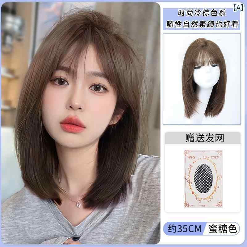 女性用 かつら 女性用 ウィッグ ロング ヘア 初恋 感 鎖骨 ショート シミュレーション フル 人 毛 ナチ..