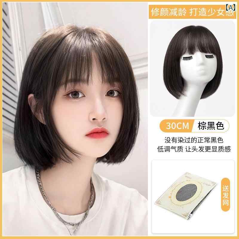 女性用 かつら 女性用 ショート ヘアウィッグ 新型 ボブ ヘッド フル ウィッグ 人 毛 イミテーション ナチュラル ロング