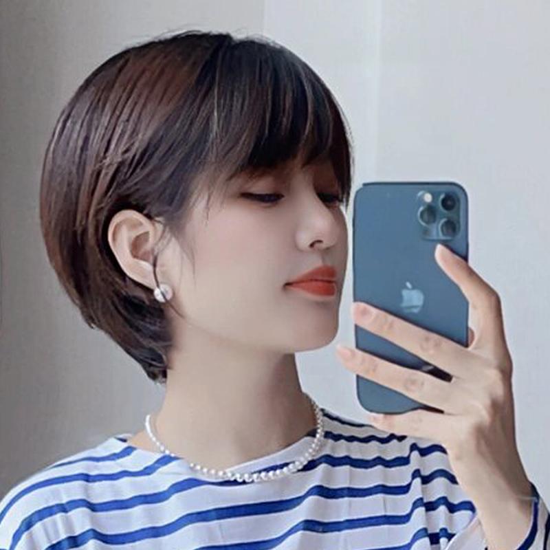 女性用 かつら ショート ヘアの 女性用 ウィッグ リアル ヘア フル ヘッド ギア 化学 療法 ハゲ 頭 ミックス ナチュラル