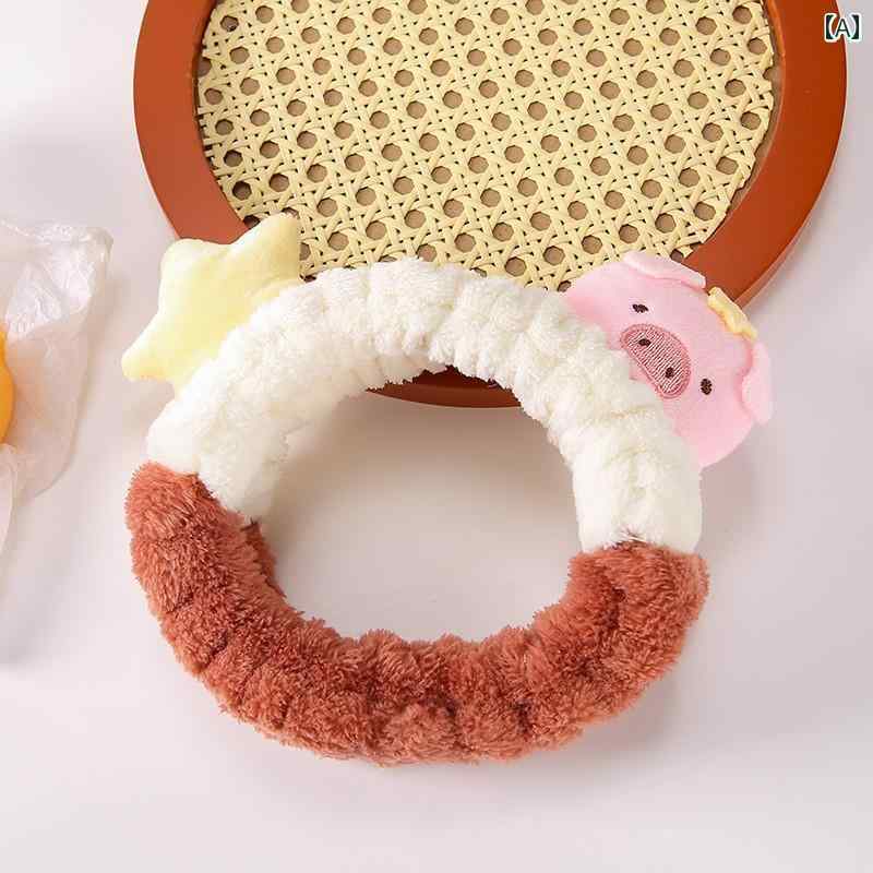 吸水 リストバンド の 星の 豚の 洗顔 ヘッド バンド 吸水性 ブレスレット リスト 防 滴 防水 袖口 湿 子供用 洗濯 用品