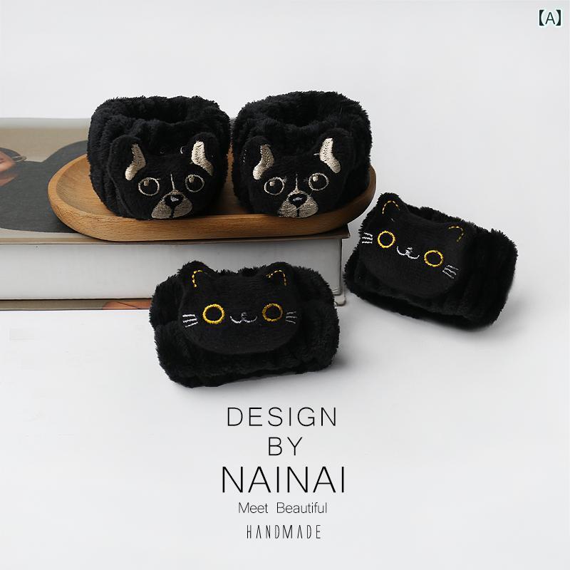 吸水 リストバンド な 動物 柄の 黒い ヘア バンド。 洗顔や 手洗いに。 防水 吸汗 防 湿の リスト