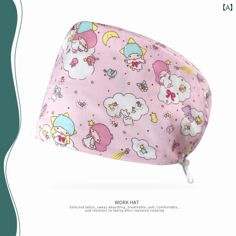 ターバン キャップ 綿の 和風 かわいい プリント 帽子 病院 手術 室 医師 看護 師 包 頭 作業 帽