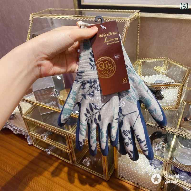 ガーデニング　道具　手袋 和風 プリント 園芸用 手袋 庭 掘り 土 拾い 野菜 植え付け 花 バラ サボテ..