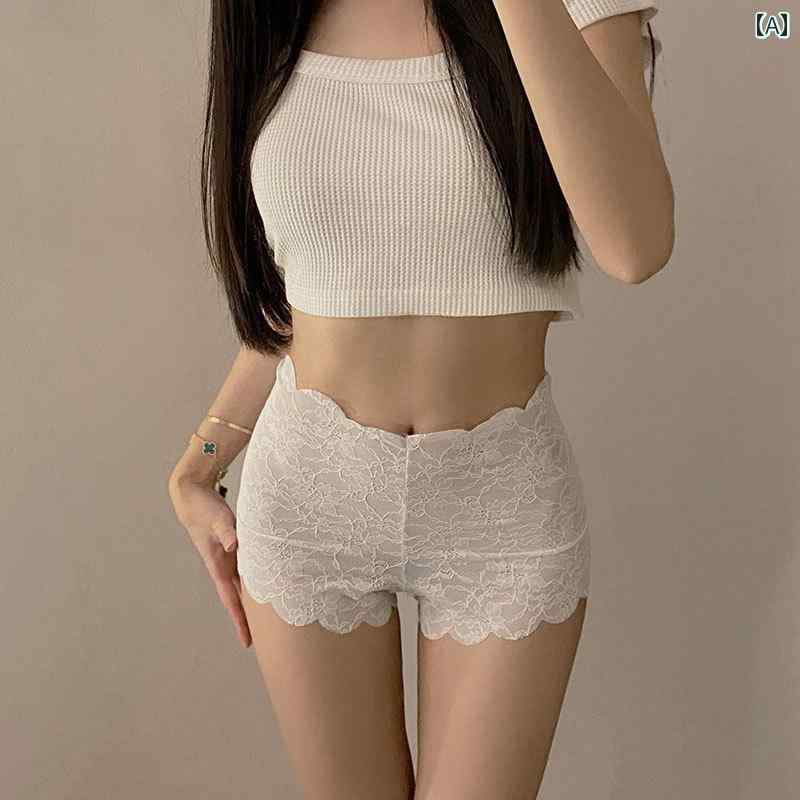 下着　レース　レディース レディース ハイウエスト レース レギンス 露出 防止 シームレス ボクサー ..