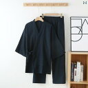 レディース シャツ カジュアル カップル 春夏 薄手の 和風 着物 パジャマ メンズ 九分 袖 ズボン カーディガン ホームウェア 和 ネクタイ 甚 平和 風