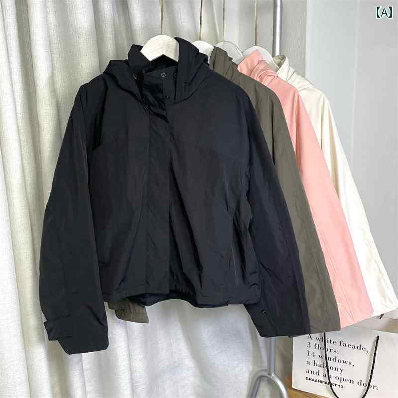 春の防風ネット立ち襟のアウトドアリラックスパーカー日系風で快適スタイル。