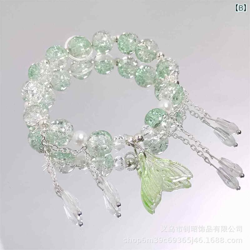 ブレスレット 女の子 クリスタル フィッシュ テール ブレスレット ガラス ガールフ...