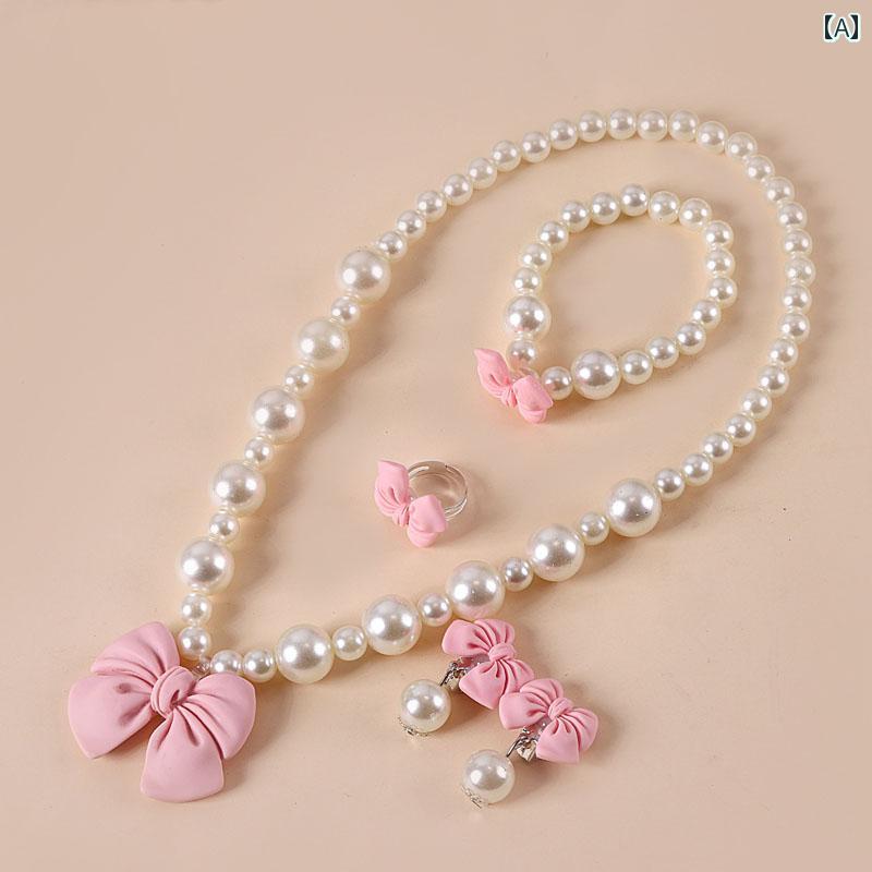 ブレスレット 女の子 子供用 女の子 アクセサリー かわいい リボン ビーズ ネックレス ブレスレット リ..