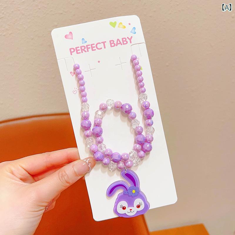 ブレスレット 女の子 子供用 リボン プリンセス ネックレス リング イヤリング ブレスレットセット ベ..