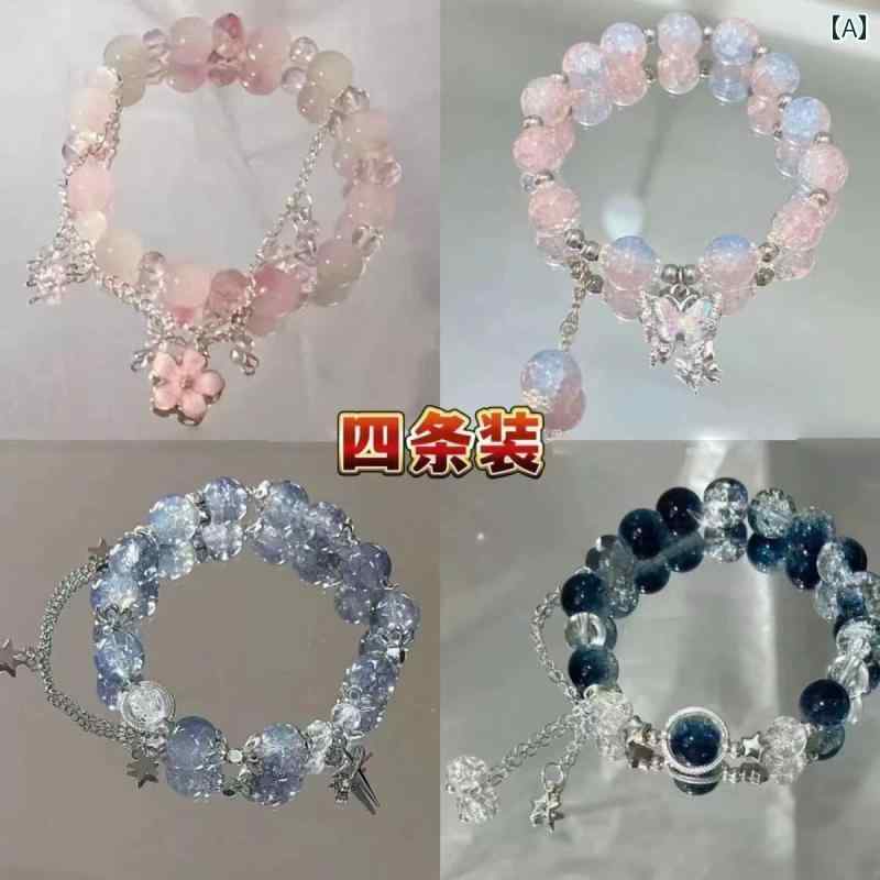 ブレスレット 女の子 氷のように 透明な 蝶の タッセルの 子供用 ブレスレット 女性用 女の子向け高 価..