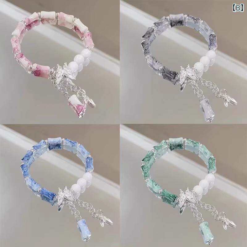 子供用 ブレスレット ダブル エンジェル ブレスレット ハンドストリング バタフラ...