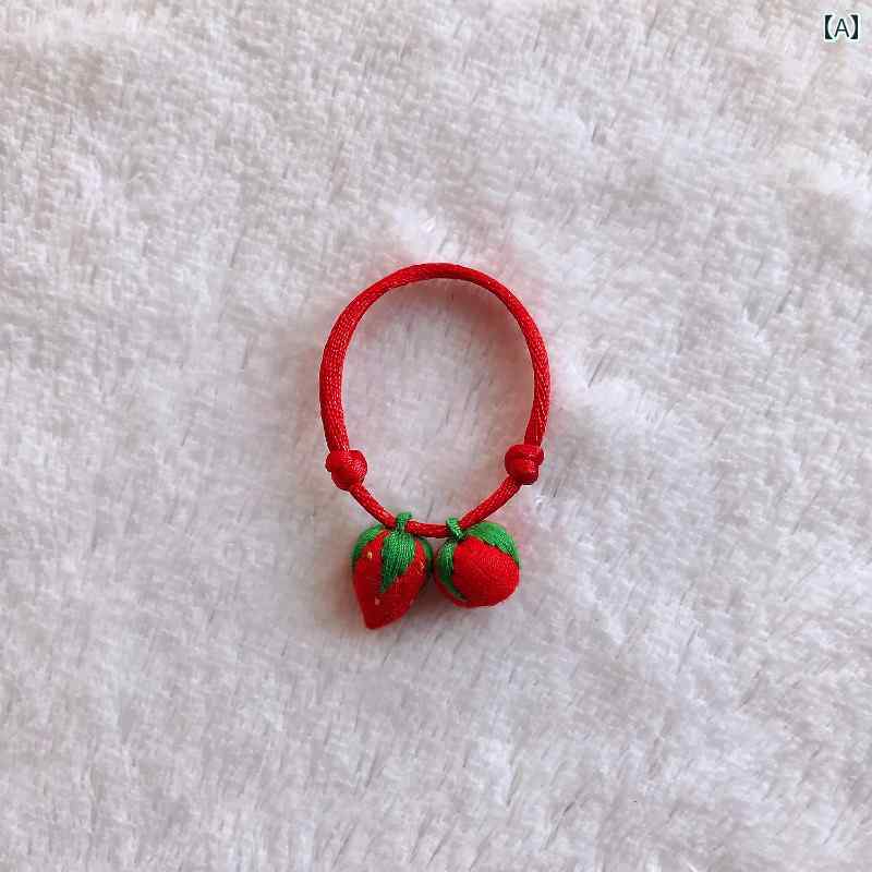 子供用 ブレスレット 赤ちゃんと 子供の 桃の バスケットの 豚の サプライズ 小さい ピーマン イチゴ 平和 フルーツの ショッキング 干支の 年の 外出の 赤い 紐の ブレスレット