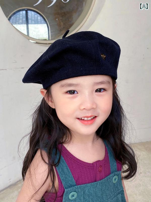 ベビー 帽子 春秋 東大門の 子供用 デイリー ニット コットン 糸 通気性 B ゴールドバックル ペインタ..