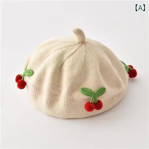 ベビー 帽子 春秋 ベビー 帽子 秋冬 年 幼児 ベレー 帽 赤い 女の子 ニット 子供用 ウール