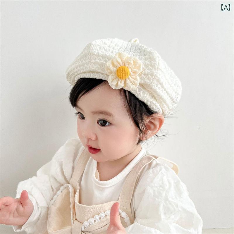 ベビー 帽子 春秋 綿 ベレー 帽 1 ～ 2歳 子供用 プリンセス 幼児 韓国 ニット