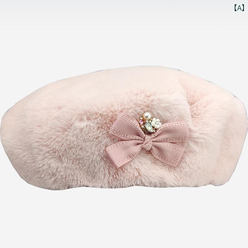 ベビー 帽子 春秋 女の子 帽子 秋冬用 フェイク ウサギの ぬいぐるみ プリンセスの 弓 ラインストーン ..