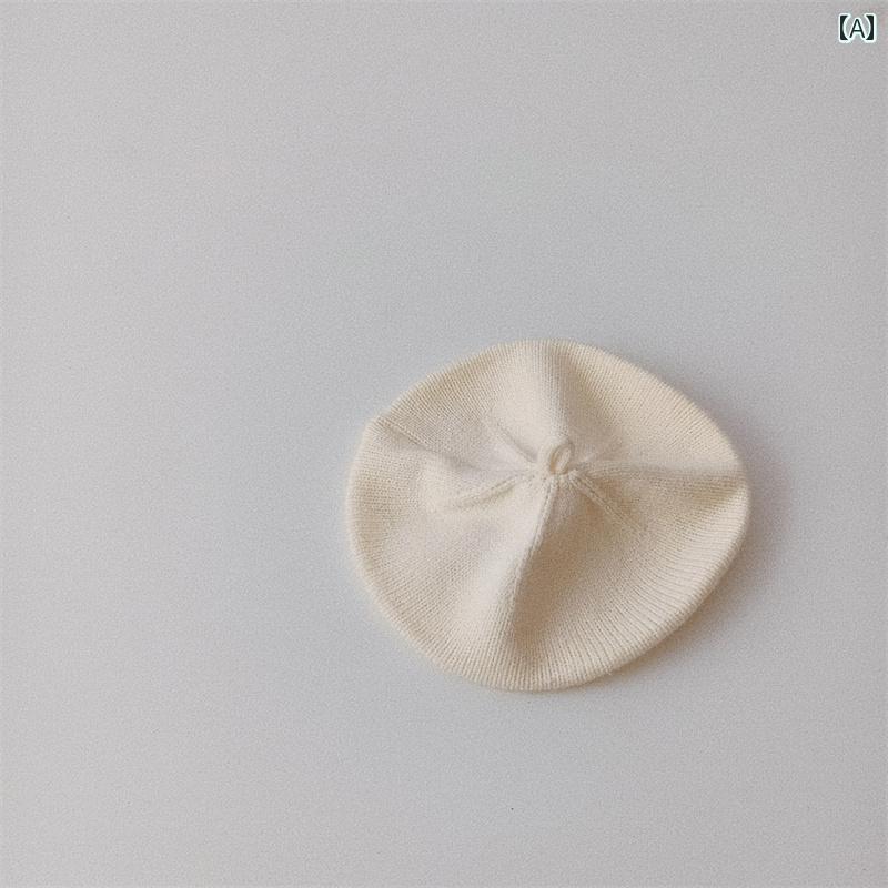 ベビー 帽子 春秋 女の 赤ちゃん ニット ベレー 帽 小さい さわやかでの 子供用 秋 クリーム ウール 帽..