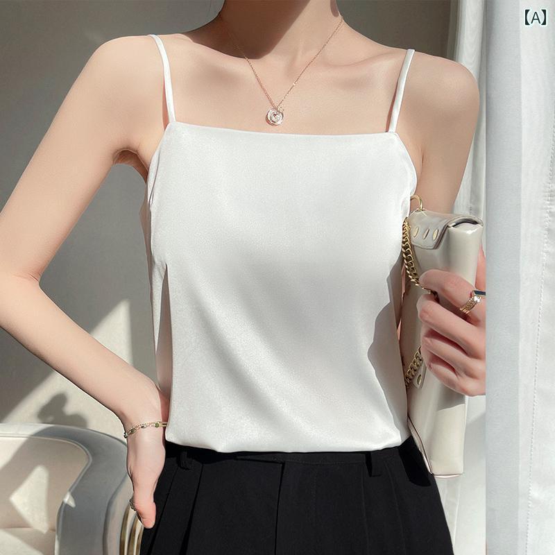 キャミソール スリムフィット 女性用 スモール キャミソール ベスト ホワイト スーツ インナー 2024夏..