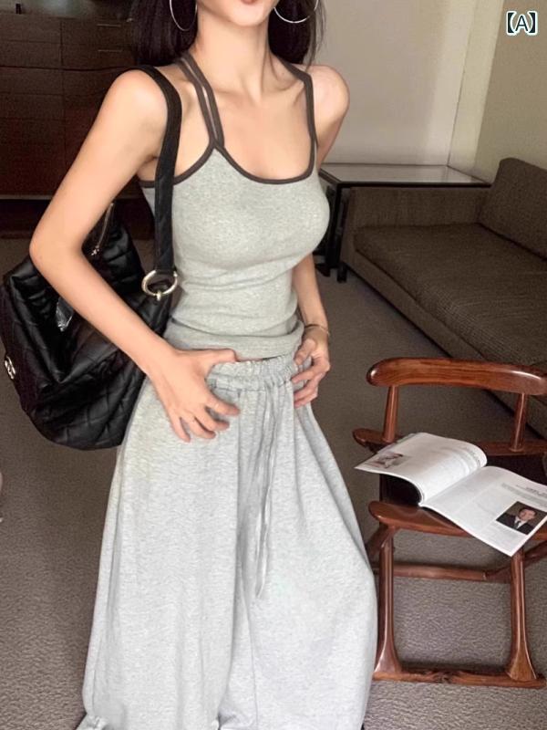 キャミソール スリムフィット アメリカン スポーツ ダブル ショルダーストラップ キャミソール。 夏に 着用 でき 胸 パッド 付き。 の スリムフィットで 背中が 美しく ホットな 女の子向け インナートップ。