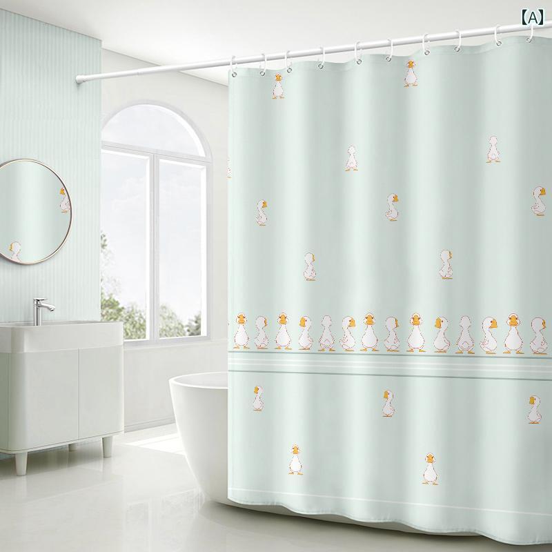 バス ルーム カーテン 浴室 シャワー カーテン トイレ セット 防水 布 パンチ フリー 防 カビ 仕切り ..
