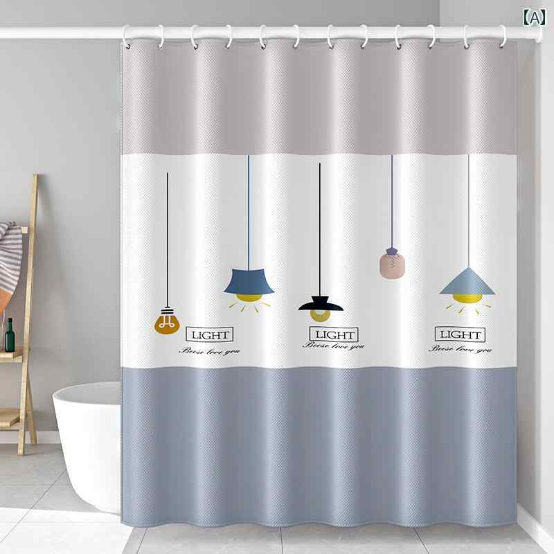 バス ルーム カーテン シャワー カーテン セット 浴室 防水 防 カビ パンチ フリー 布 バス 間仕切り