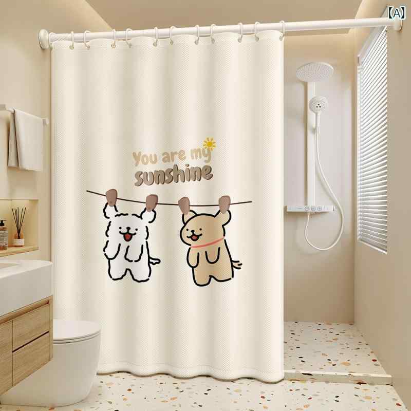 バス ルーム カーテン 浴室 シャワー カーテン トイレ 寮 防水 布 防 カビ パンチ フリー 高級 遮 光 ..