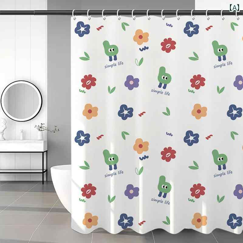 バス ルーム カーテン 浴室 シャワー カーテン トイレ セット 防水 布 パンチ フリー 防 カビ ドア 仕..