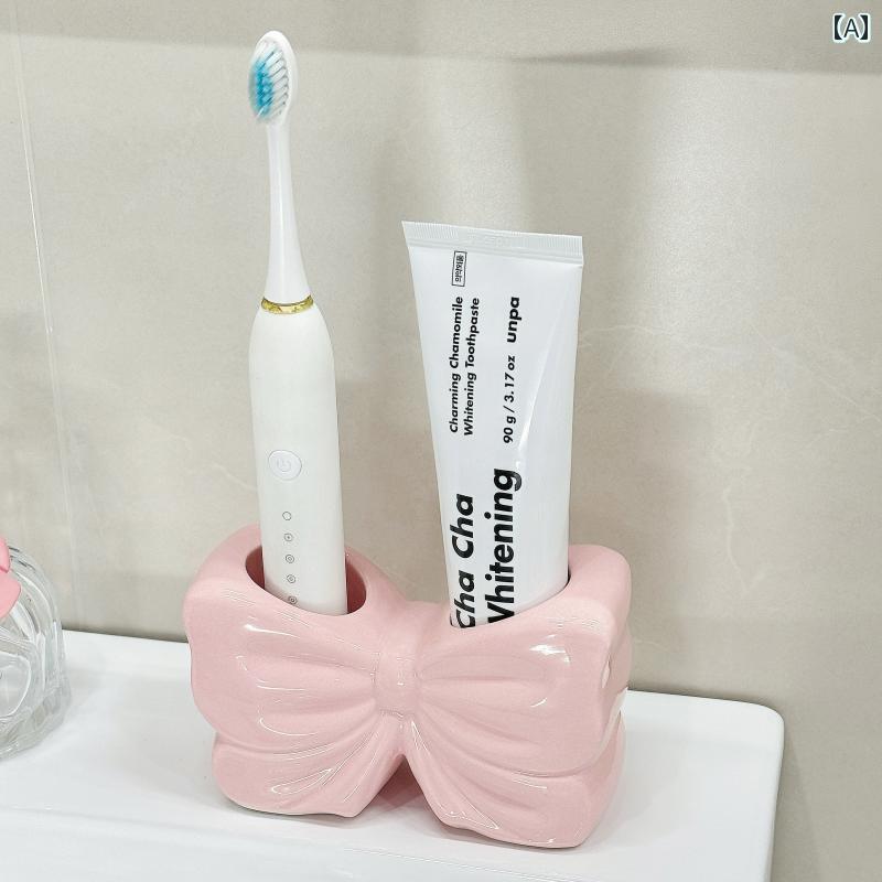 歯 ブラシ ラック 蝶 結び 電動 歯 ブラシホルダー バス ルーム シンク ブラシ 歯磨き 粉 ラックラック ベース ブラケット 収納 ラック