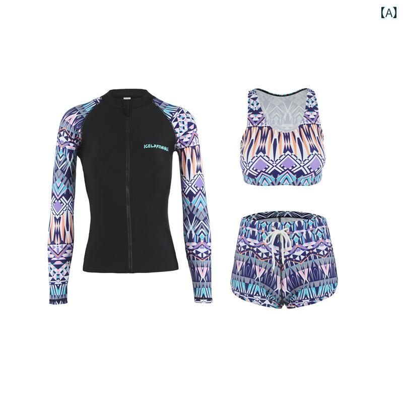 スポーツ ダイビング スーツ カップル ダイビング スーツ レディース 長袖 スプリット パンツ 日焼け防止 速乾 サーフィン シュノーケリング クラゲ メンズ...