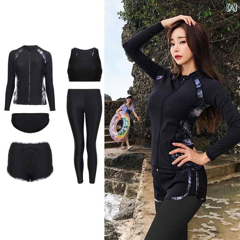 スポーツ ダイビング スーツ プロ モーション カップル ウェットスーツ 長袖 パンツ 日焼け防止 5 ピース メンズ 水着 ジッパー 速乾 スプリット シュノ...