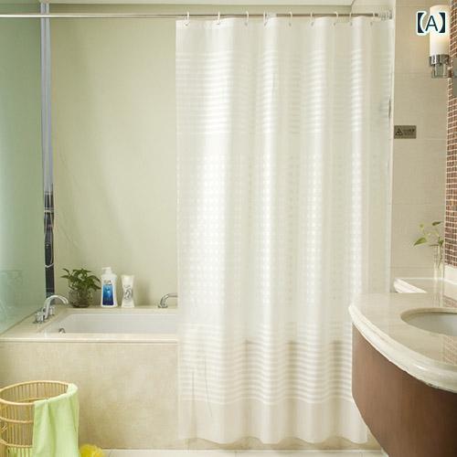バス ルーム カーテン 白い ストライプの シャワー カーテン プラスチック 防水 防 カビ 間仕切り 浴室 トイレ ドア 半透明 ルーム バスウォーター