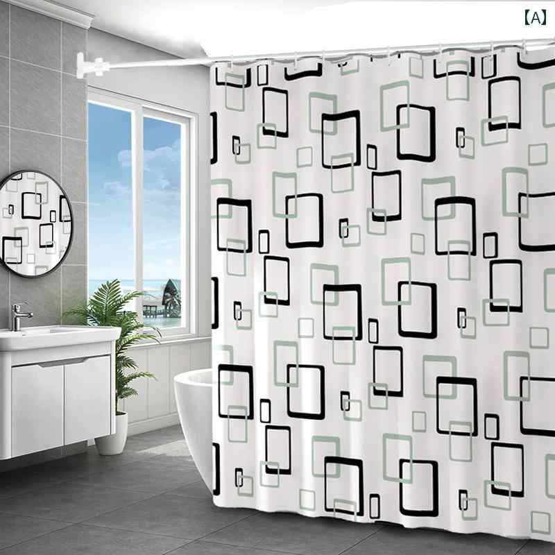 バス ルーム カーテン 浴室の シャワー カーテン 生地 防 カビ 防水 セット パンチング 浴室 パーティション ドア 窓 吊り