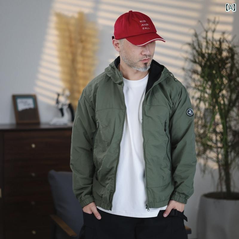 ワークジャケット メンズ 対照的な 色の メンズ 秋 カップル ジャケット 3 プルーフ フード付き カーディガン アメリカン 両面 スポーツ マウンテン アウターウェア