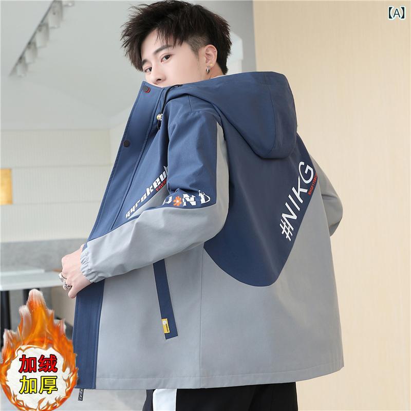 ワークジャケット メンズ ジャケット 2024 秋冬 男の子 カジュアル メンズ 中学生の トップスと ベルベットの コート