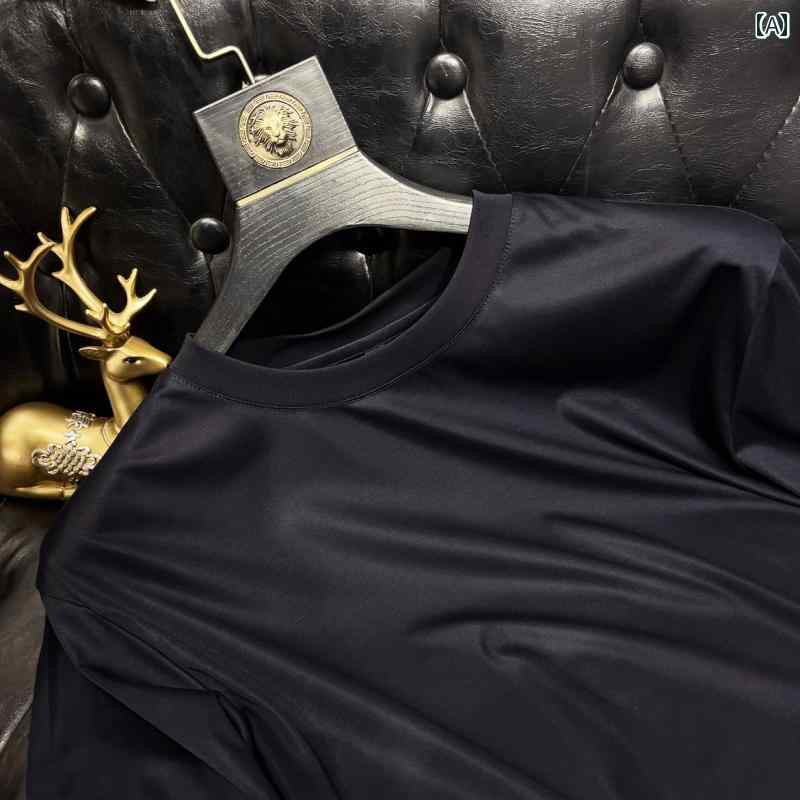 Tシャツ 無地 メンズ 半袖 ラウンドネック 冷感 シルケット コットン Tシャツ シルキー モダール 高級 ..
