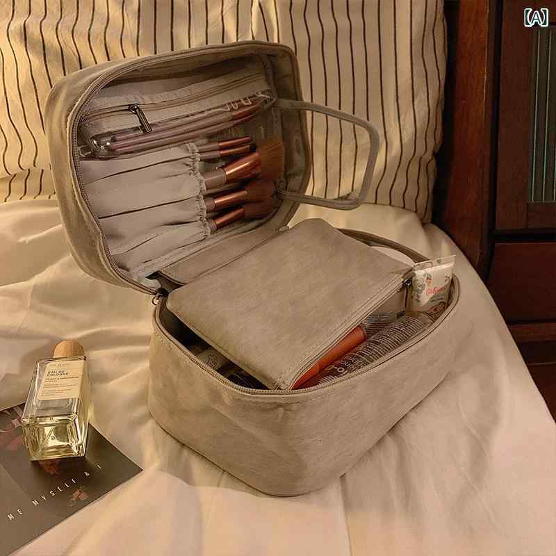 化粧 品 ポーチ バッグ 化粧 品 バッグ 女性 ポータブル大容量 ハイエンド スキン ケア 製品 収納袋 旅行 イン 風 洗濯