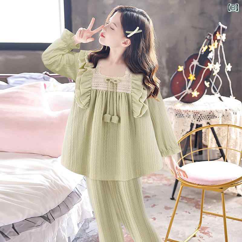 Pijama Niños Niños Niñas Primavera Otoño Manzanas Largas Cotton 100% Upper Set Armario de la habitación Vestido de la habitación Encantador Princesa Dental Alergoso Suave Rápido Suave Peluquería Naturales Comodidad Relajación Relajación Dormir Dormitorio Vestido de cama Camisetas para Niños — vista 3