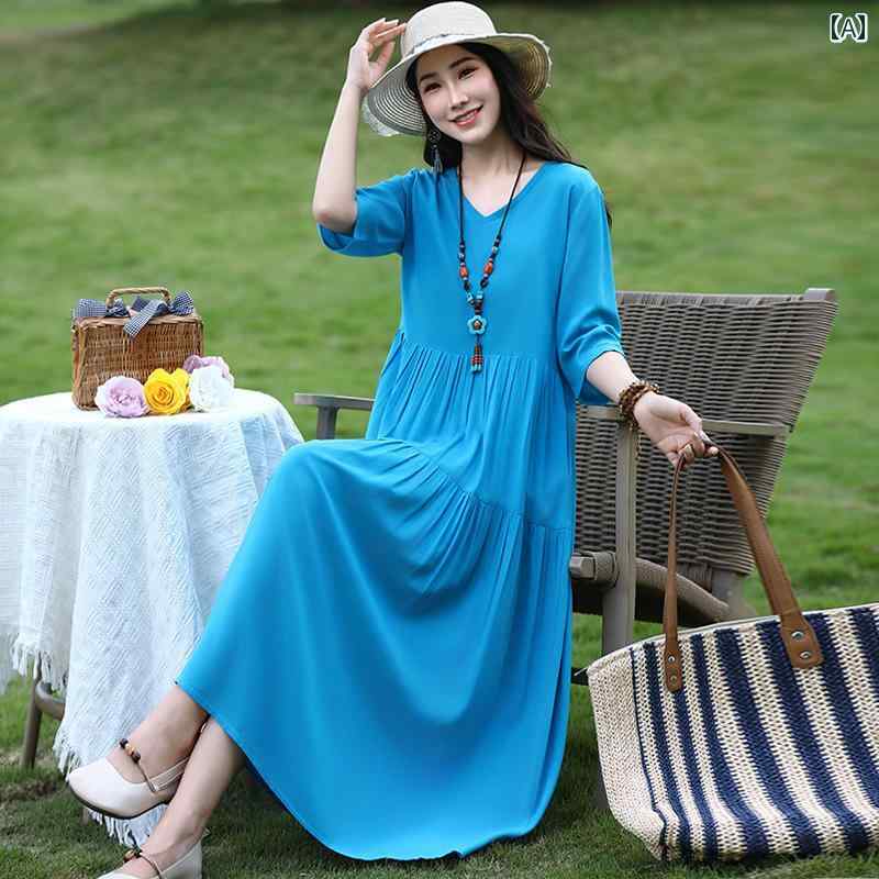 エレガント カラードレス ワンピース 2025年 初夏 高級 コットン ドレス レモン 海 塩 着用 美しい ホ..