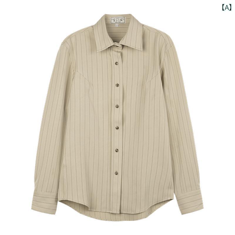 メンズシャツビジネス フレンチ レトロ ストライプシャツ メンズ 春 ドレープ 英国 ハイエンド シャツ ..